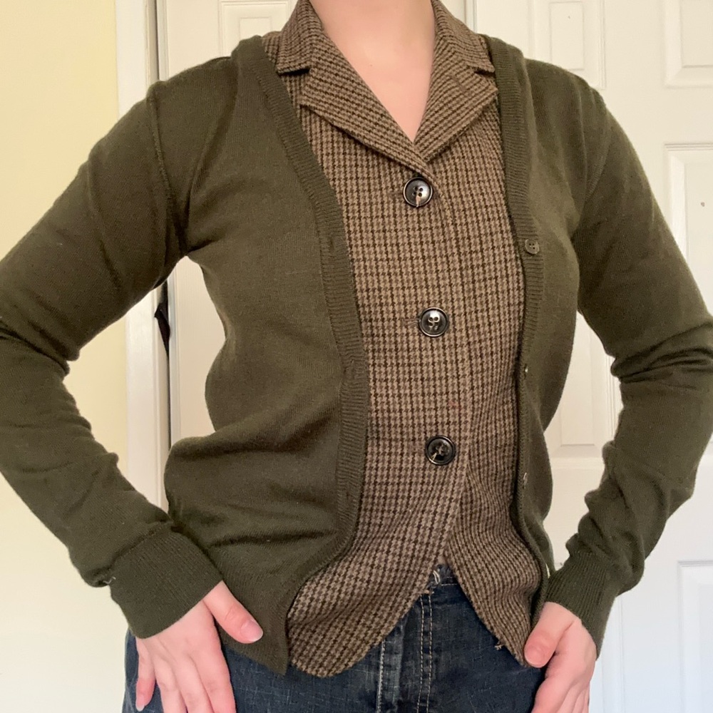 Miu Miu two-piece cardigan with tweed insert